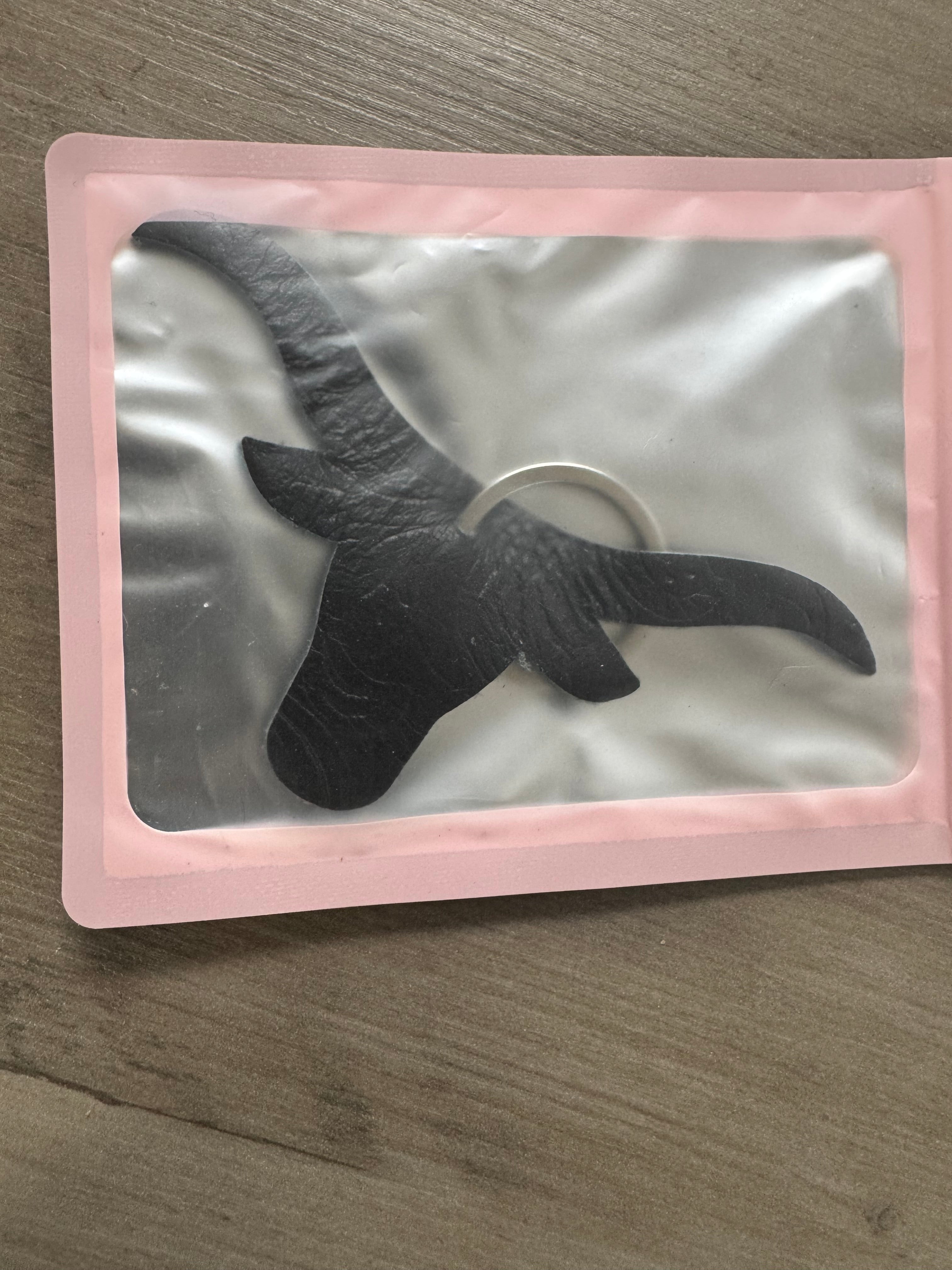 Genuine Leather Keychain - Black Texas Longhorn