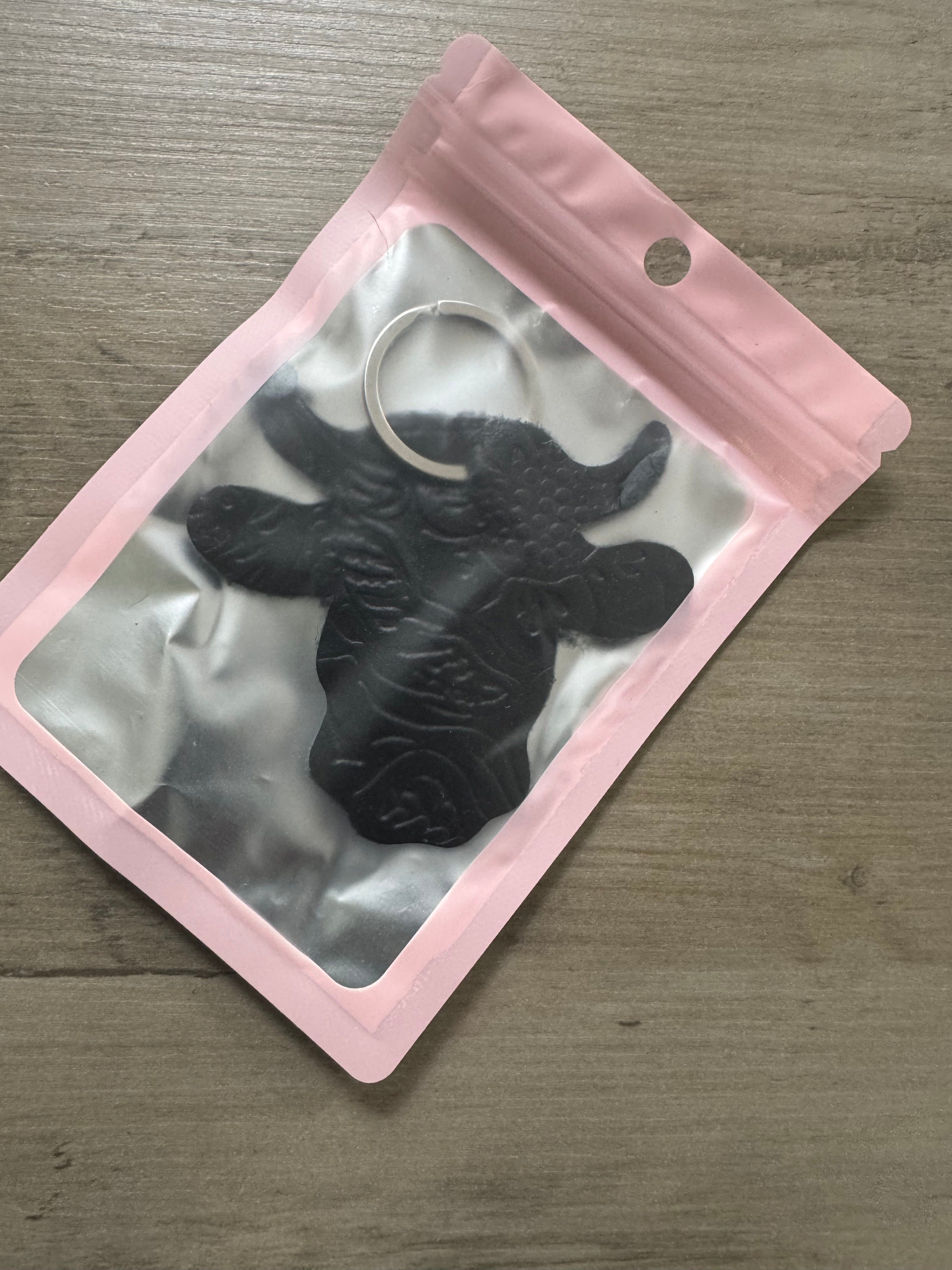 Genuine Leather Keychain - Dark Brown Bull