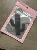 Genuine Leather Keychain - Dark Brown Cactus