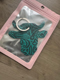 Genuine Leather Keychain - Green Bull