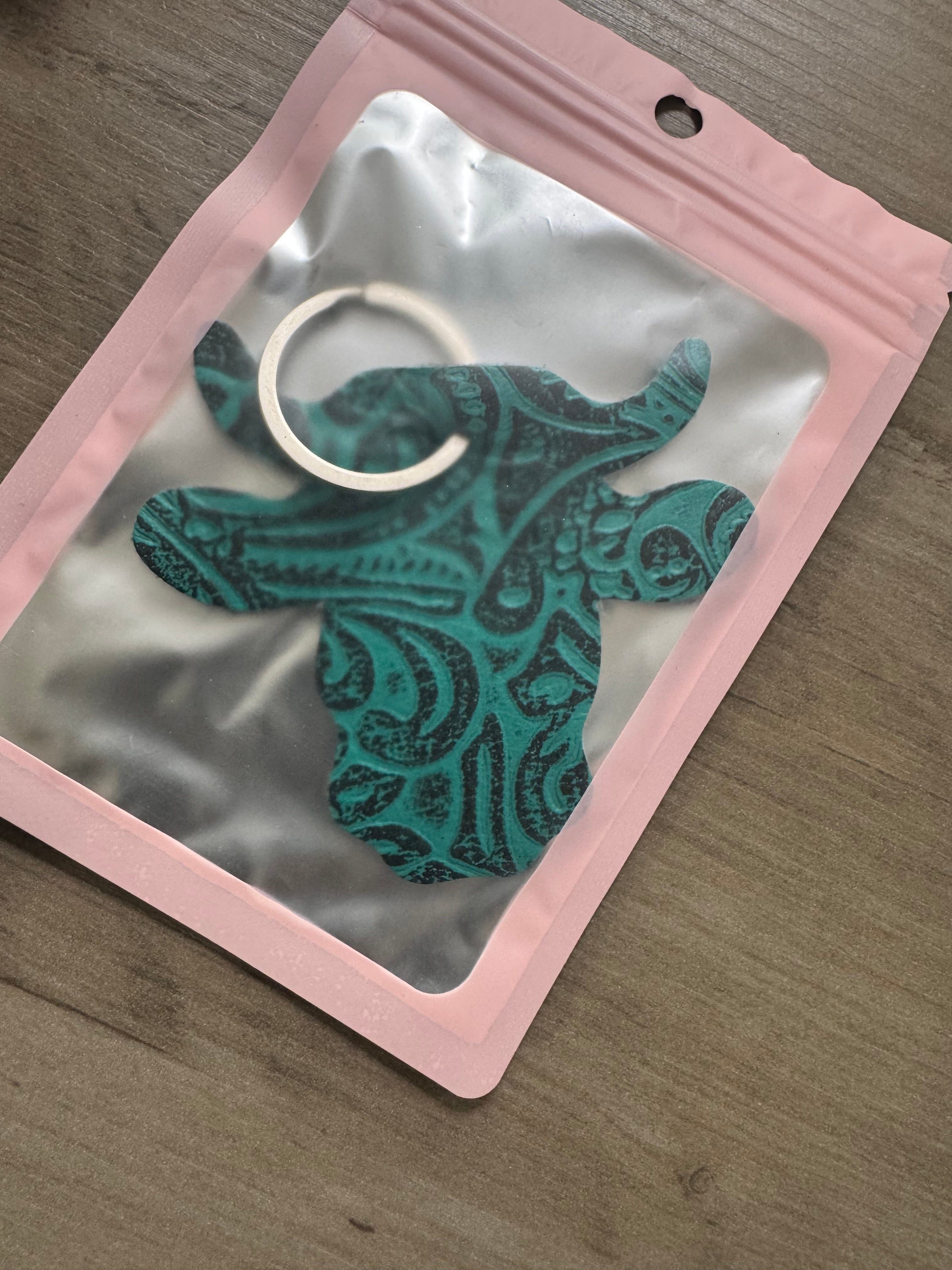 Genuine Leather Keychain - Green Bull